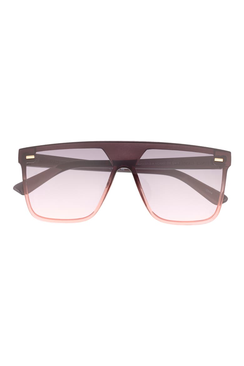 143mm Gradient Flat Top Shield Sunglasses, Main, color, BLACK