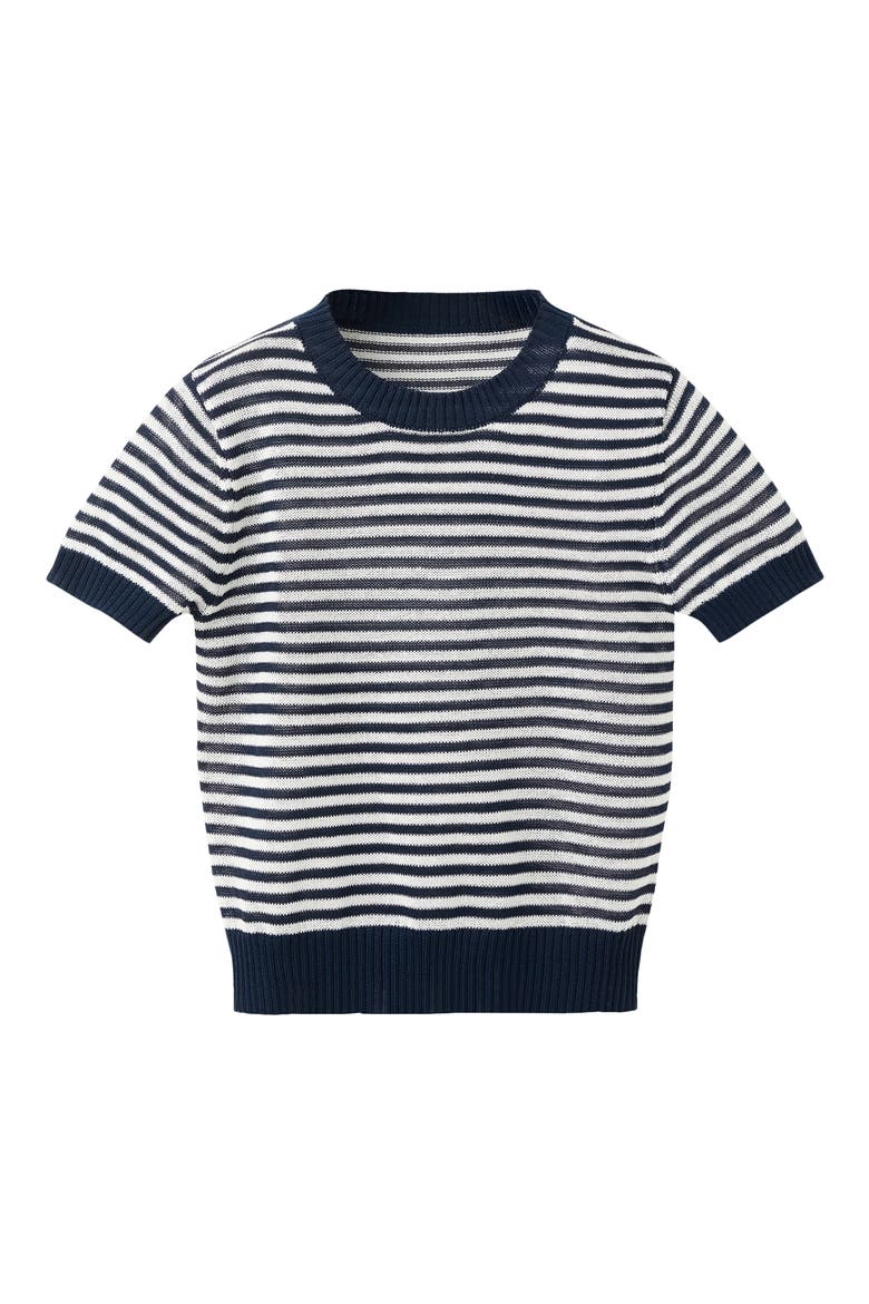 Stripe Crop Sweater, Main, color, DARK NAVY
