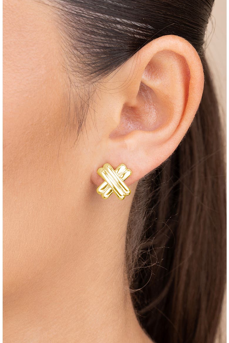 Teata Double X Stud Earrings, Alternate, color, GOLD