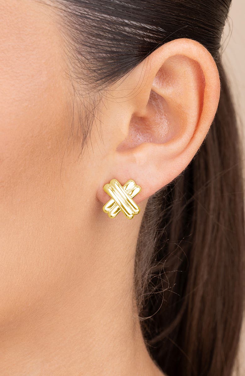 Sterling Forever Teata Double X Stud Earrings, Alternate, color, Gold