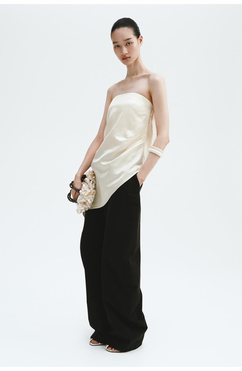 H&M Satin Bandeau Top, Alternate, color, Cream