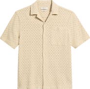 !SOLID Teagan Diamond Pointelle Linen Blend Camp Shirt