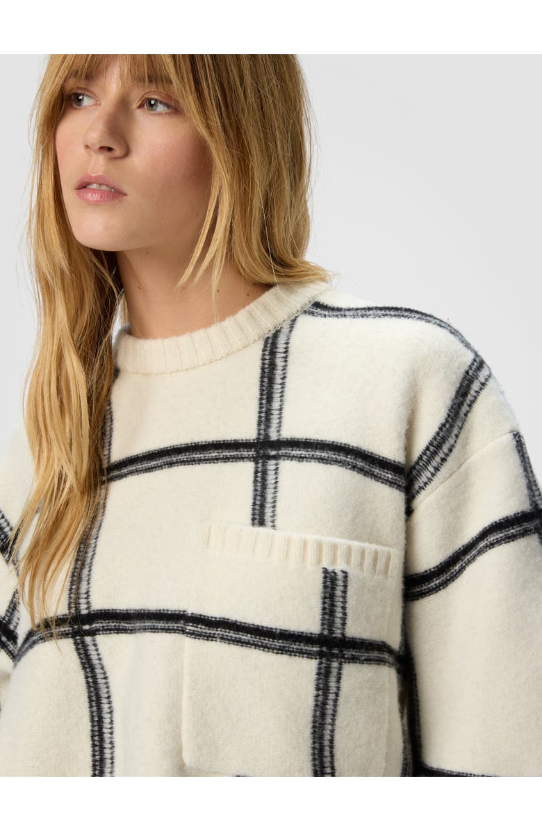 Missoni Oversized Wool Check Crew Neck Sweater, Alternate, color, White