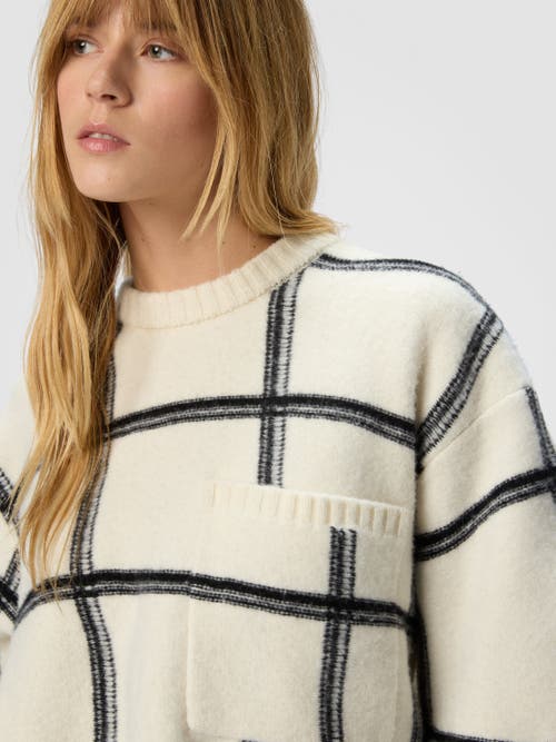 Missoni Oversized Wool Check Crew Neck Sweater In White