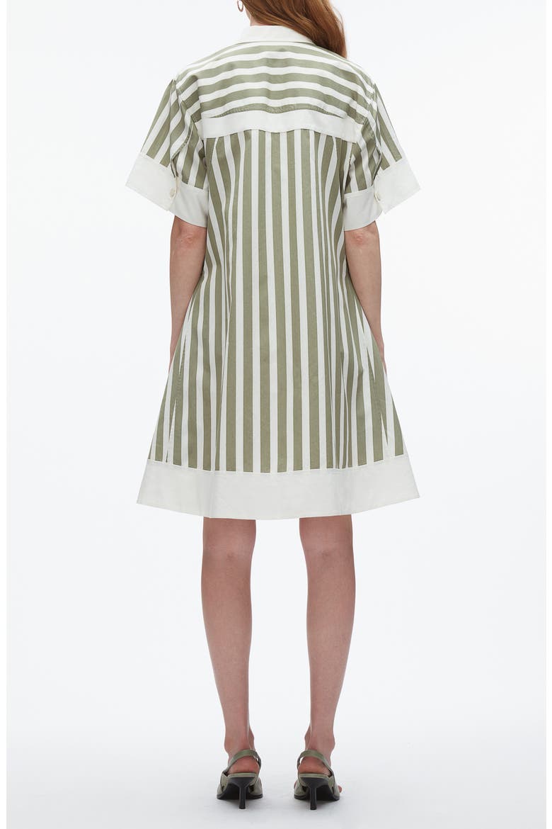 Stripe Cotton & Silk Shirtdress, Alternate, color, THYME MULTI