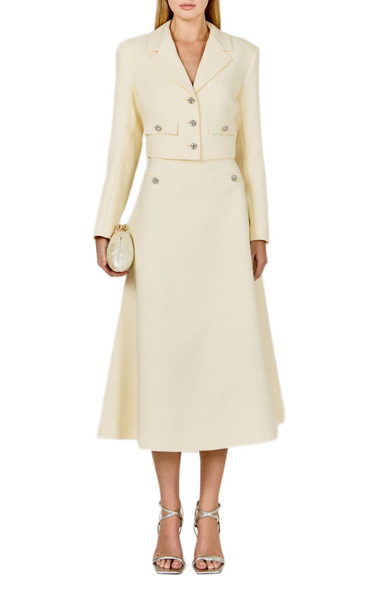 Endless Rose A-Line Tweed Midi Skirt, Alternate, color, Butter