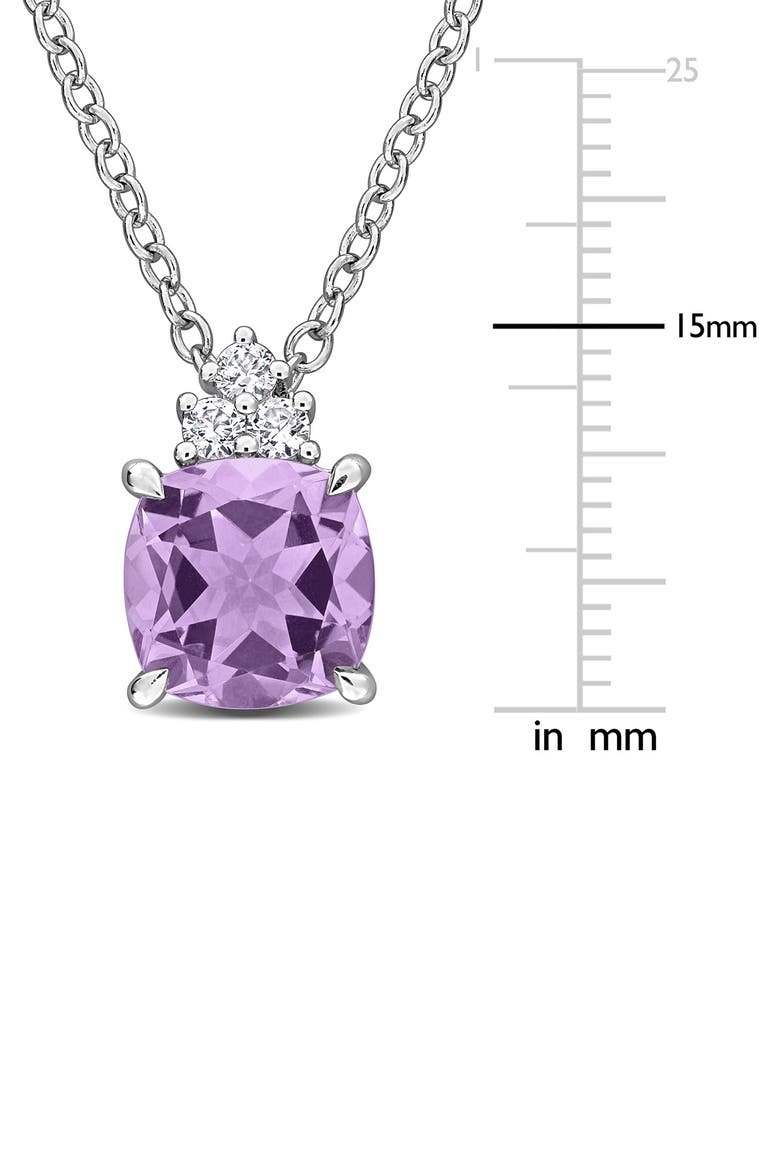 Pink Amethyst and Lab Created White Sapphire Pendant Necklace, Alternate, color, PURPLE