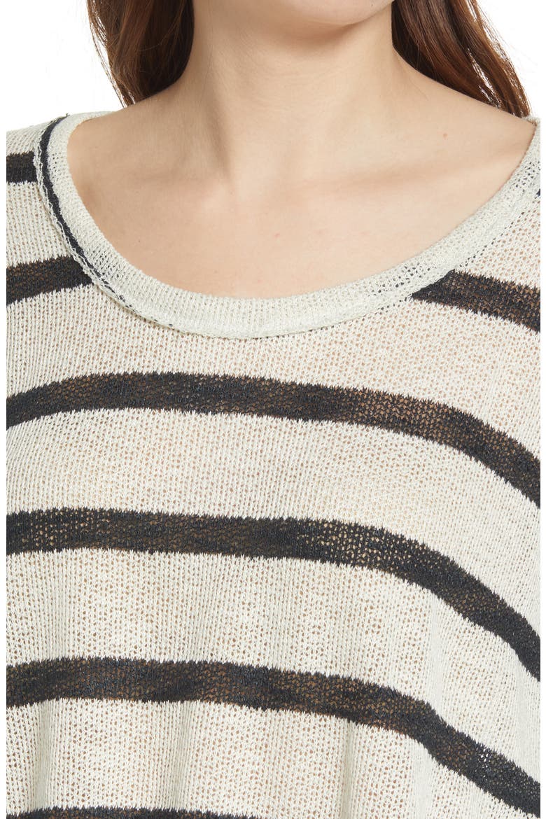 Lightweight Stripe Sweater, Alternate, color, IVORY- BLACK