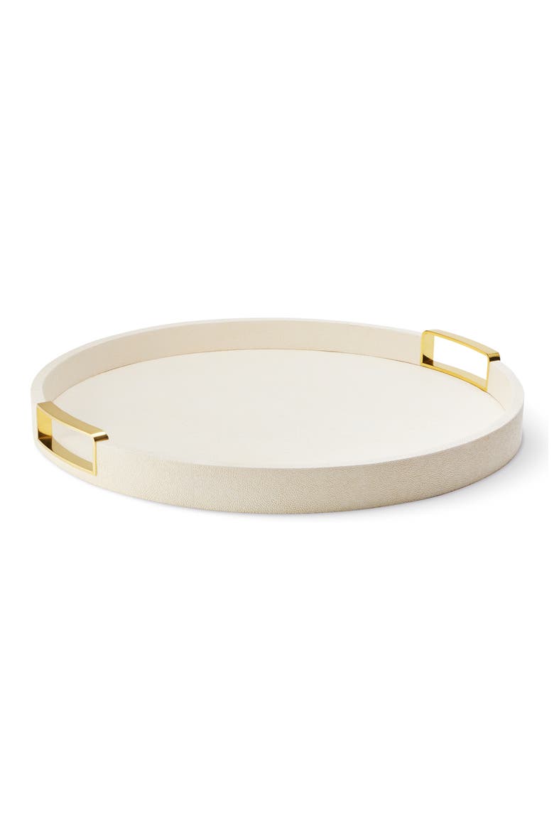 Large Round Shagreen Tray, Main, color, CREAM