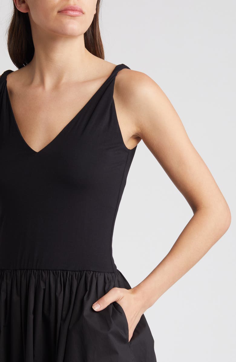 Rails Franca Mixed Media Sleeveless Midi Dress, Alternate, color, Black