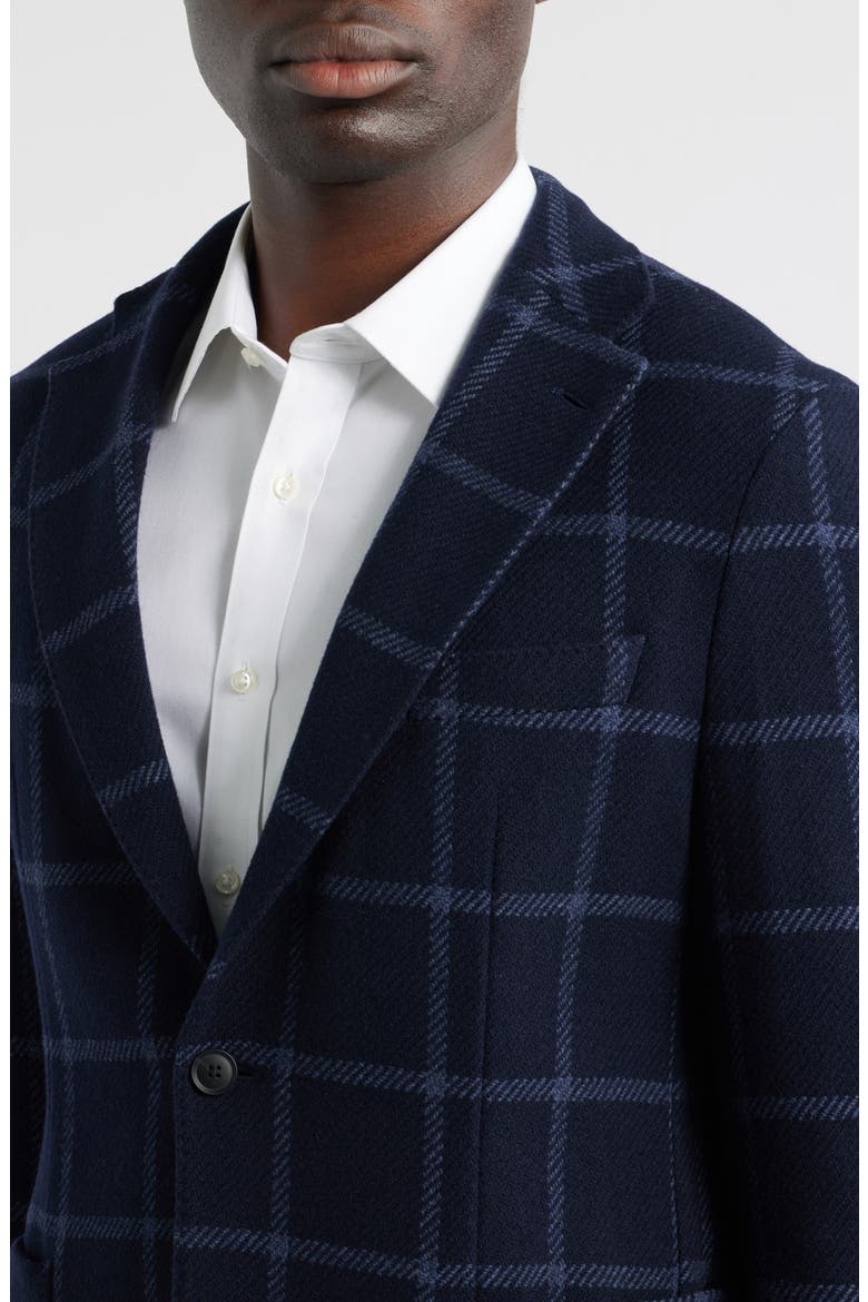 Hanry Slim Fit Navy Windowpane Check Wool Blend Twill Sport Coat, Alternate, color, DARK BLUE