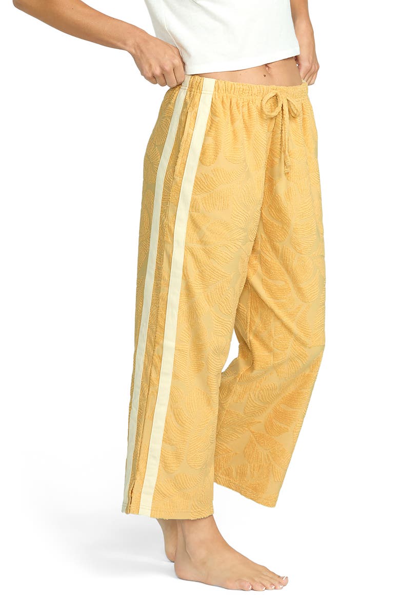 Sun Palm Jacquard Terry Pants, Alternate, color, GOLD COAST