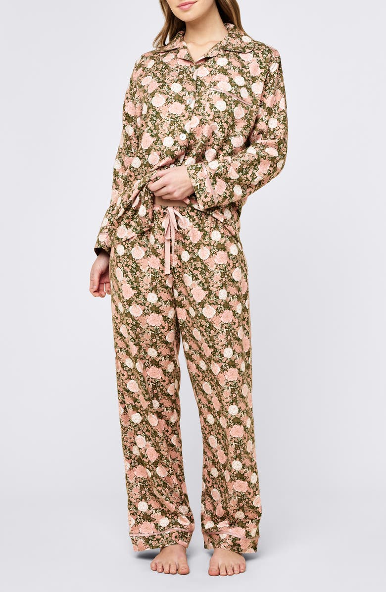 Papinelle Meribel Cozy Pajamas, Alternate, color, Moss