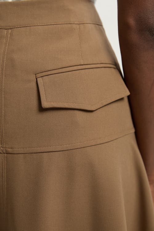 Karen Millen Viscose Blend Tailored Full Skirt In Brown