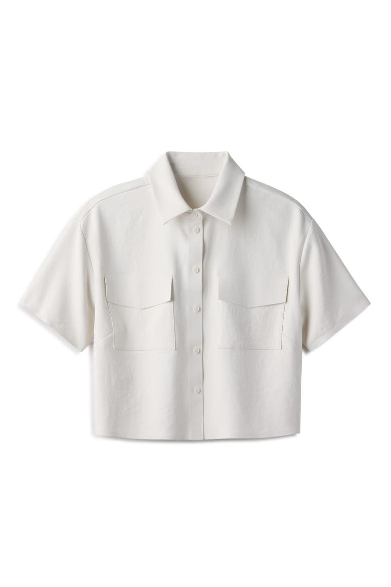 Horizon Crop Button-Up Shirt, Alternate, color, SNOW WHITE