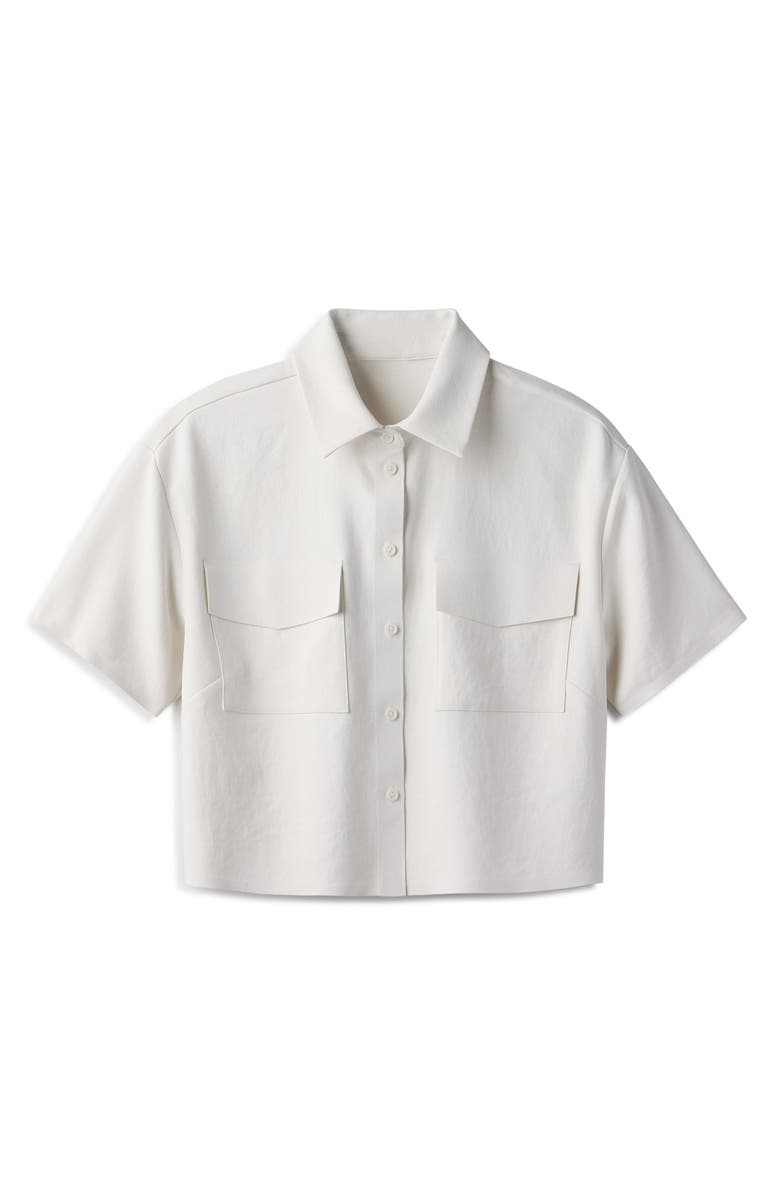 Rhone Horizon Crop Button-Up Shirt, Alternate, color, Snow White