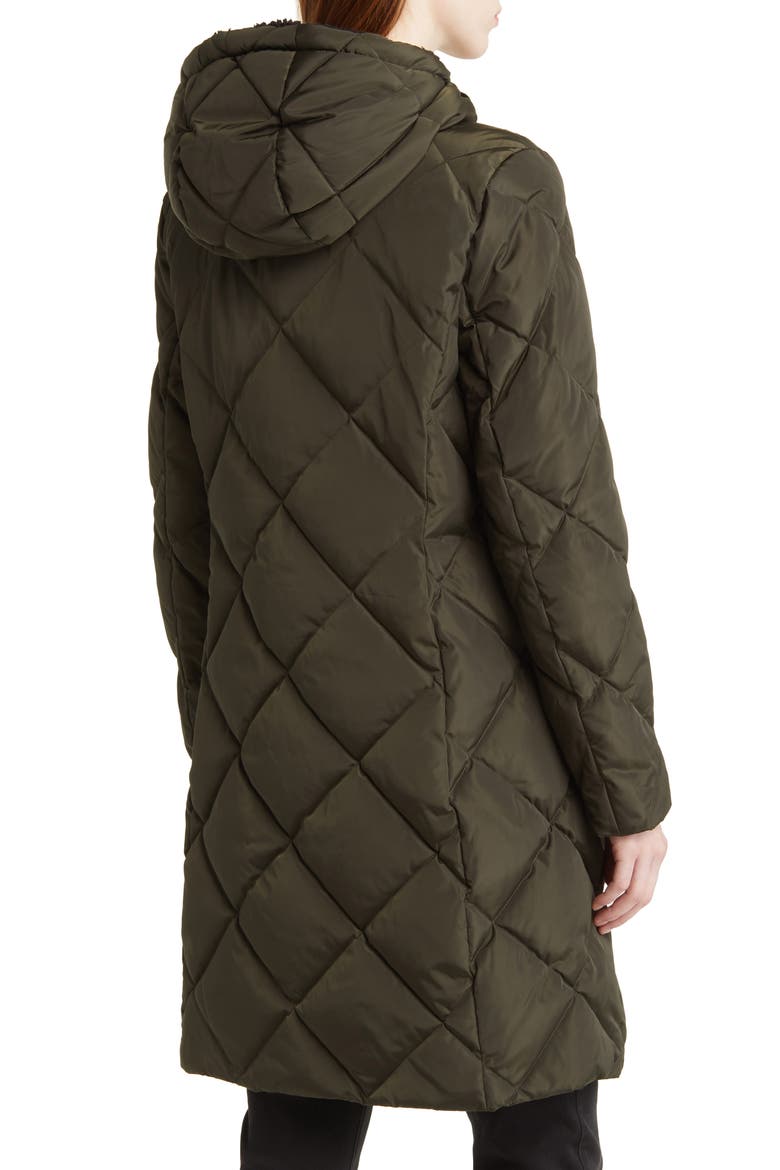 Diamond Quilted Hooded Long Puffer Coat, Alternate, color, LITCHFIELD LODEN