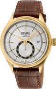 GEVRIL Empire Leather Strap Automatic Watch, 40mm