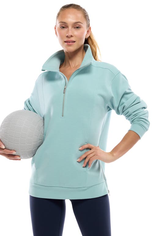 Zella Half Zip Fleece Ottoman Pullover In Teal Aquifer
