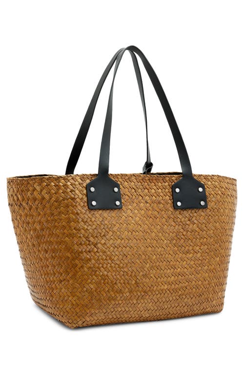 Allsaints Mosley Straw Tote In Almond Beige