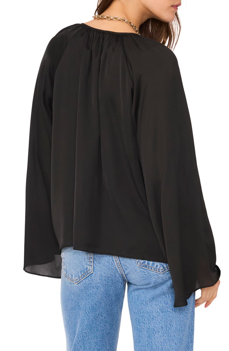 1.STATE Tie Neck Wide Sleeve Satin Top, Alternate, color, Rich Black