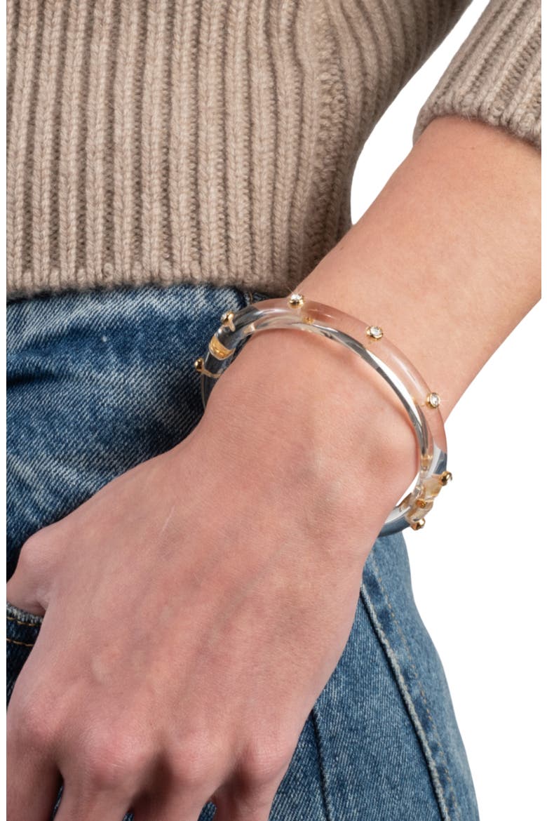 Lucite Crystal Studded Hinge Bangle, Alternate, color, NO COLOR