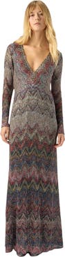 Missoni Long Dress With V-neck And Zigzag Pattern