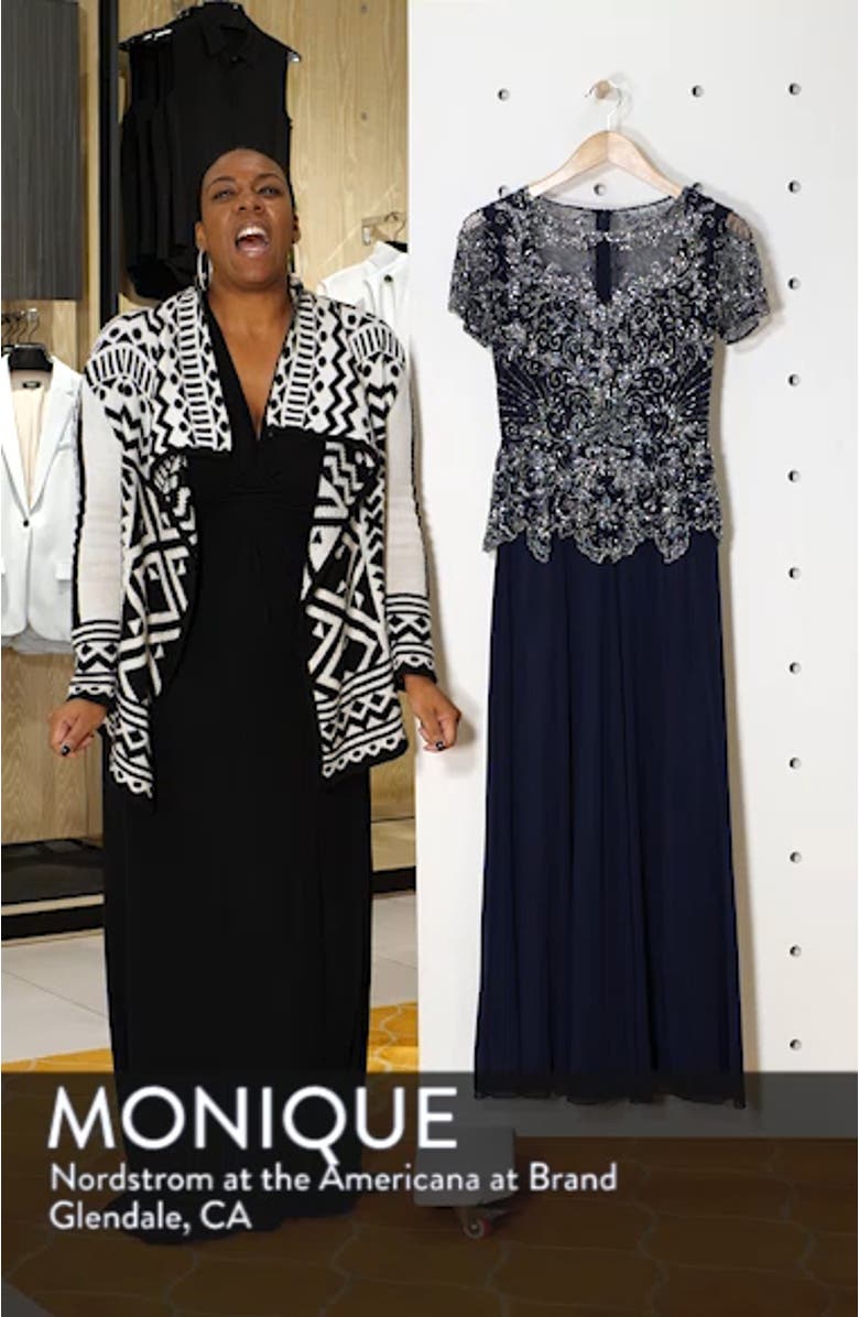 Embellished Mesh Bodice Evening Gown, sales video thumbnail