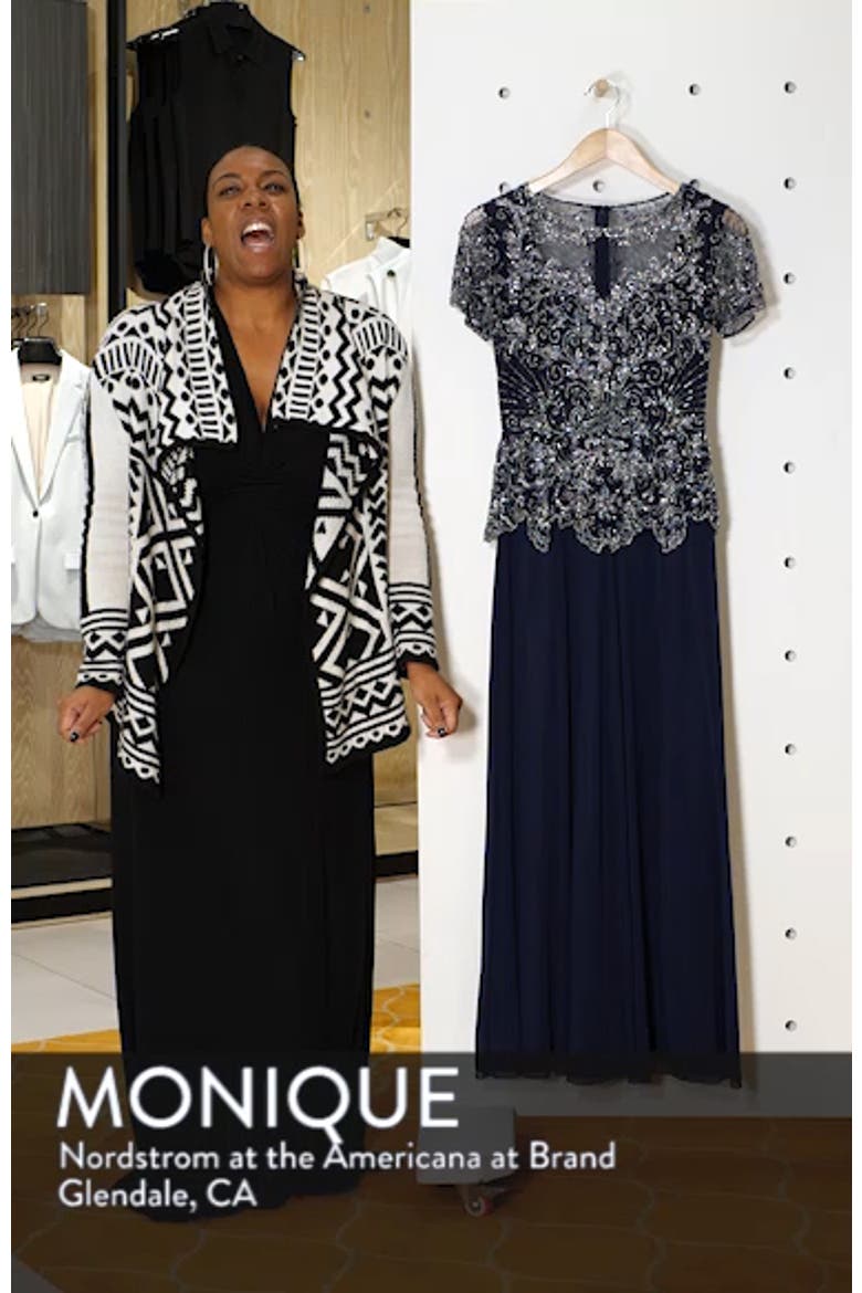 Embellished Mesh Bodice Evening Gown video