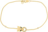 EFFY 14K Gold Plated Sterling Silver Diamond & Emerald Panther Head Bracelet
