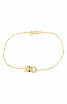 14K Gold Plated Sterling Silver Diamond & Emerald Panther Head Bracelet