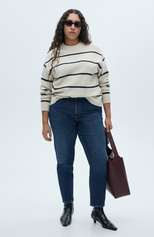 Shop Mango Comfort High Waist Straight Leg Jeans In Dark Blue