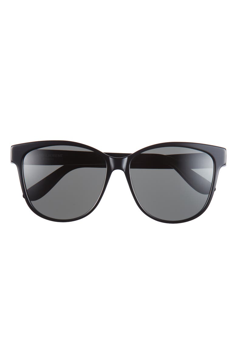 Saint Laurent 58mm Oval Sunglasses, Main, color, Black Black Grey