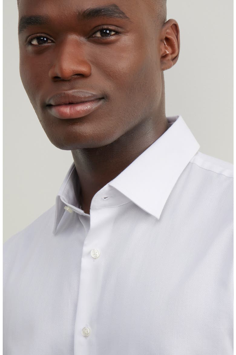 Traditional Fit Solid Herringone Dress Shirt, Alternate, color, WHITE HERRINGBONE