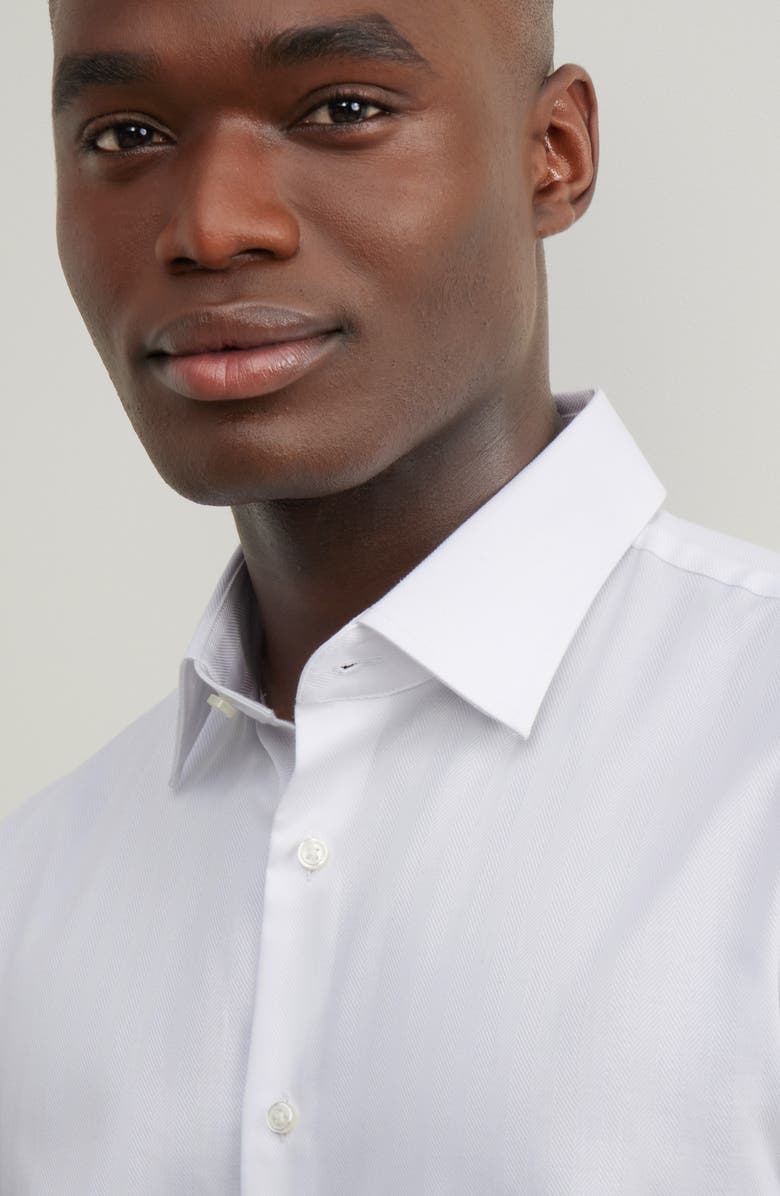 Nordstrom Traditional Fit Solid Herringone Dress Shirt, Alternate, color, White Herringbone