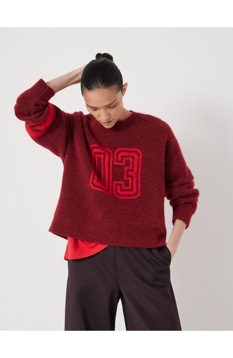 Hush Varsity Jacquard Wool Blend Sweater, Alternate, color, Winde Red