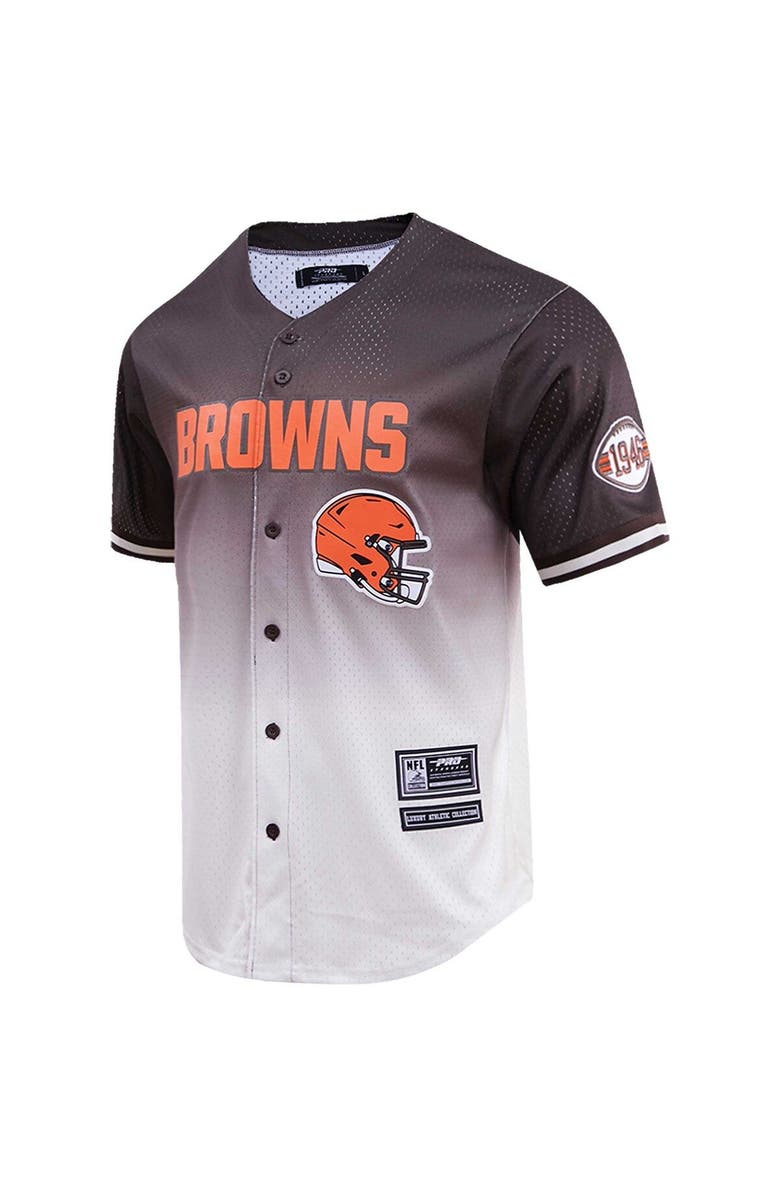 PRO STANDARD Men's Pro Standard Brown/Cream Cleveland Browns Ombre Mesh Button-Up Shirt, Alternate, color, 