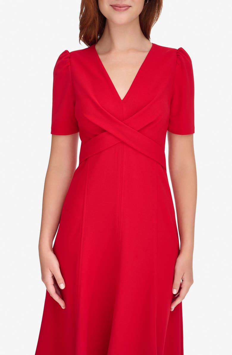 Tommy Hilfiger Crossover Scuba Fit and Flare Midi Dress, Alternate, color, Deep Scarl