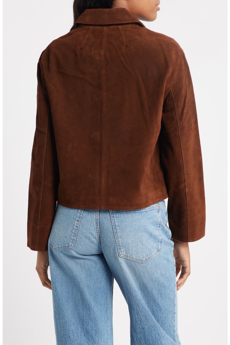 Boxy Crop Suede Jacket, Alternate, color, DARK ROAST SUEDE