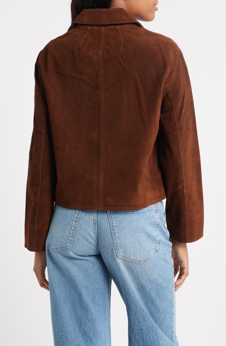 Madewell Boxy Crop Suede Jacket, Alternate, color, Dark Roast Suede