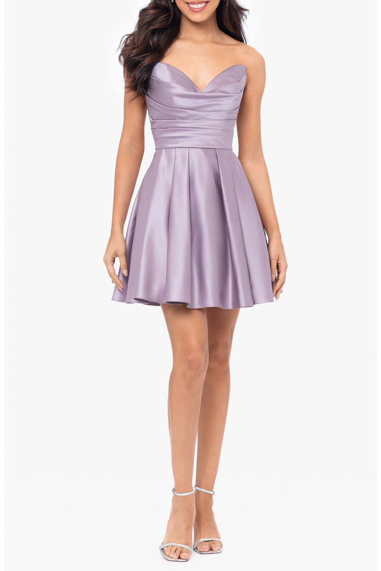 Strapless Satin Minidress, Main, color, MAUVE