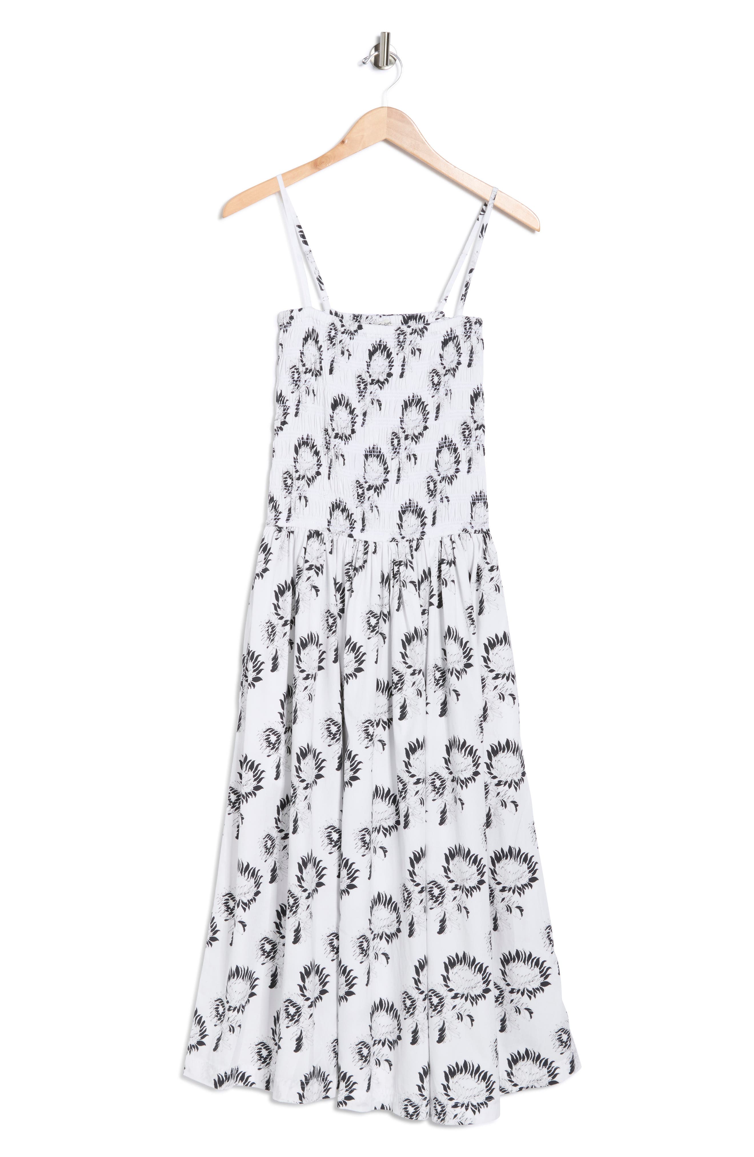Madewell Peony Smocked Cotton Midi Sundress