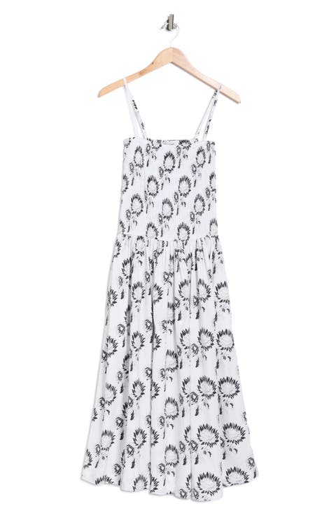 Peony Smocked Cotton Midi Sundress