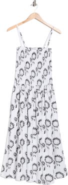 Madewell Peony Smocked Cotton Midi Sundress