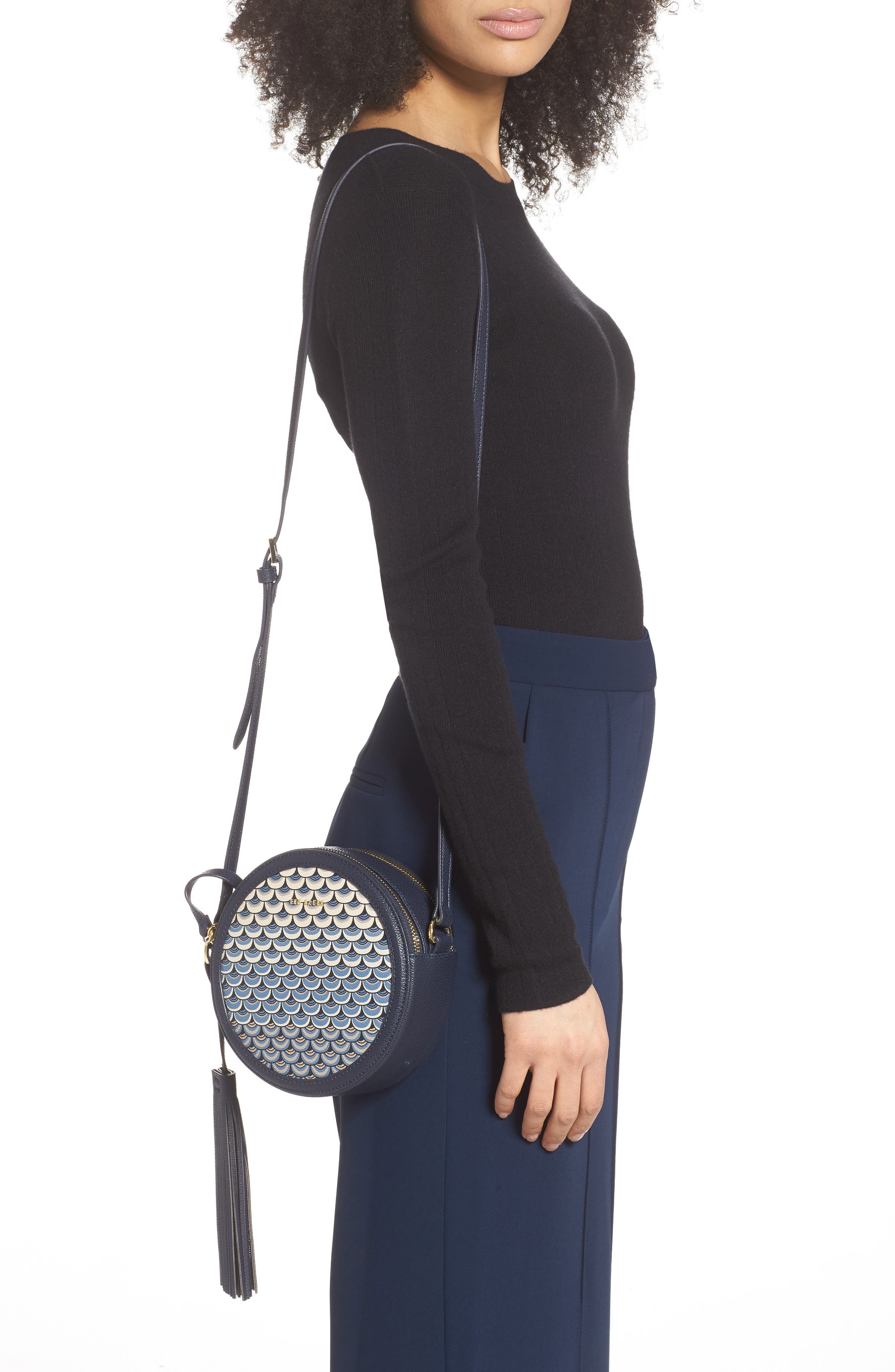 Ted Baker London Betrice Masquerade Faux Leather Crossbody Bag, Alternate, color, Navy