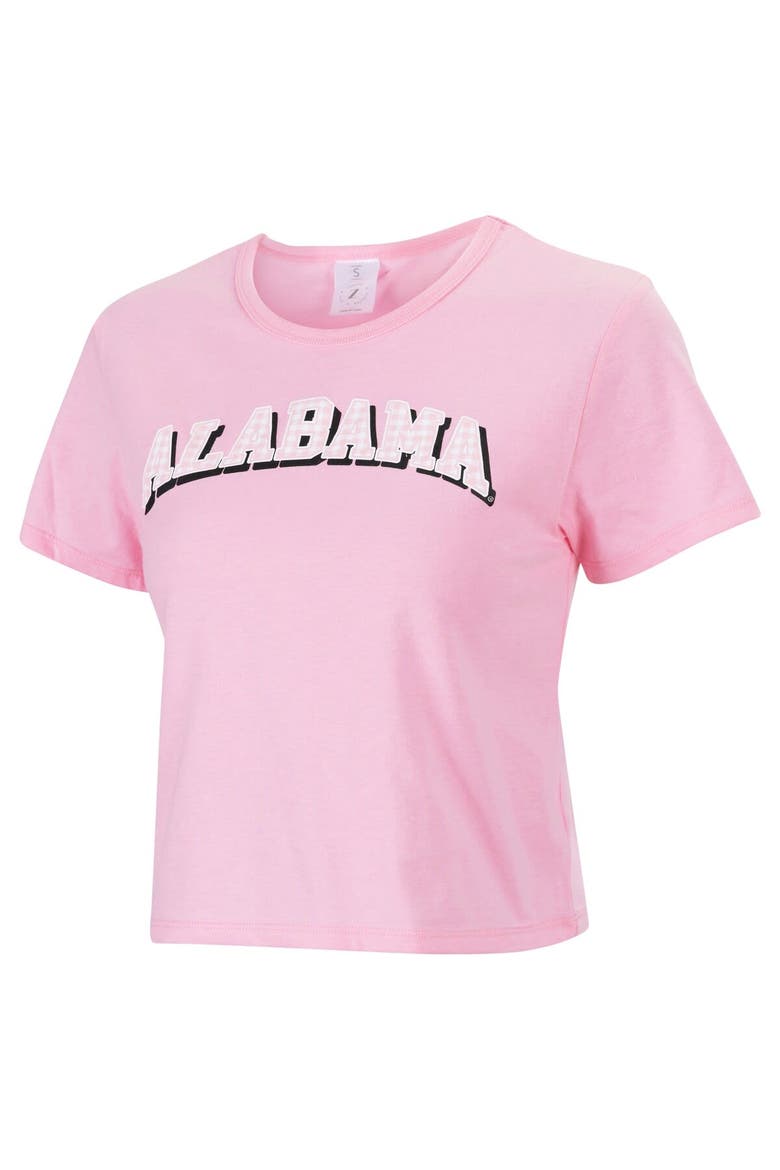 Women's ZooZatz Pink Alabama Crimson Tide Gingham Logo Cropped T-Shirt, Main, color, Pink