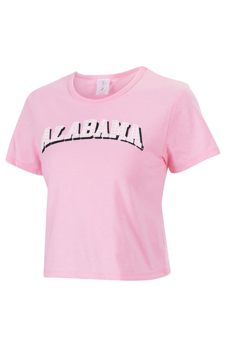ZOOZATZ Women's ZooZatz Pink Alabama Crimson Tide Gingham Logo Cropped T-Shirt, Main, color, Pink