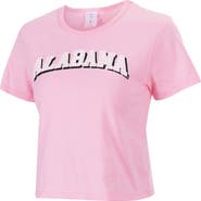 ZOOZATZ Women's ZooZatz Pink Alabama Crimson Tide Gingham Logo Cropped T-Shirt