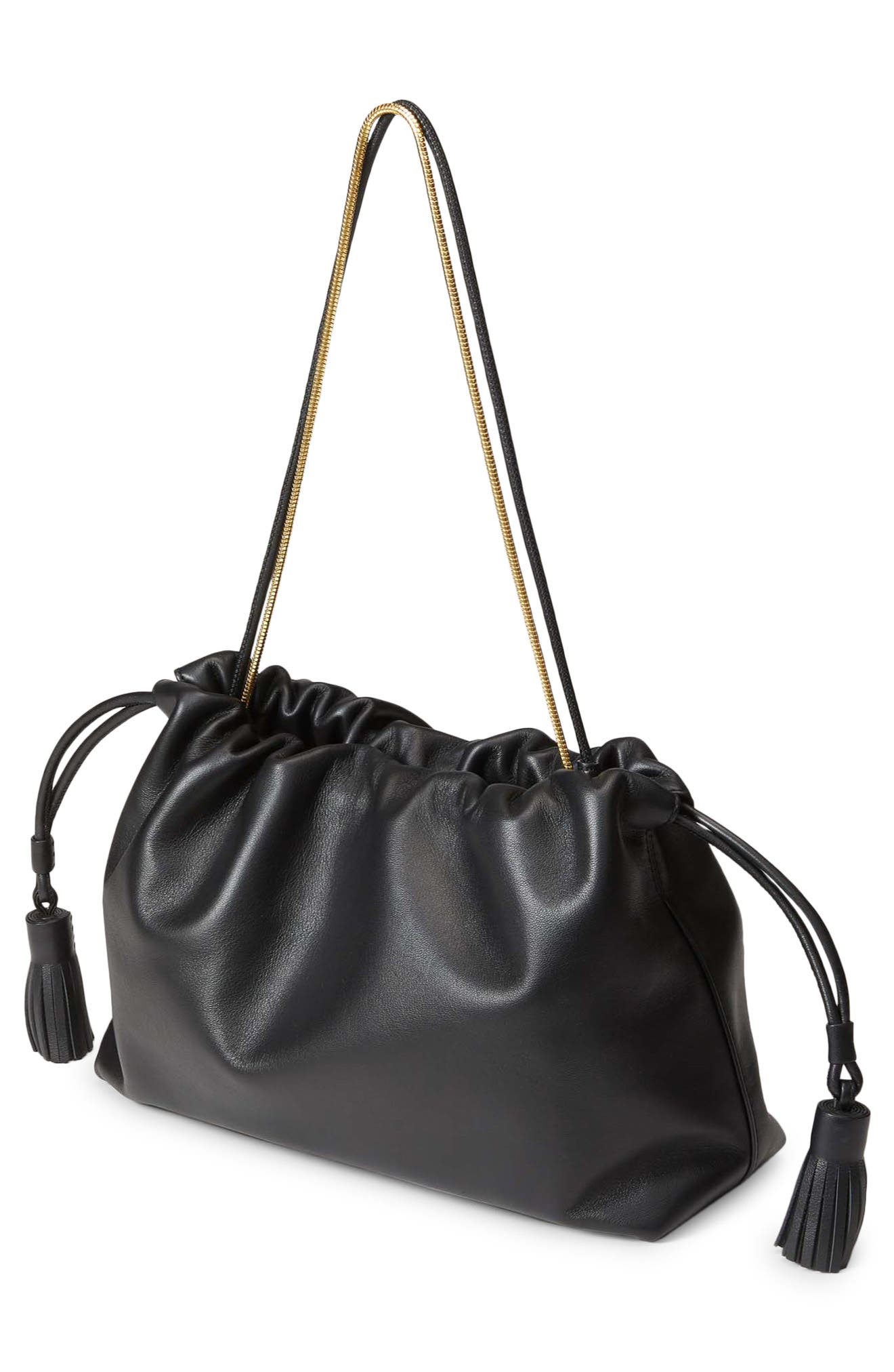 Veronica Beard Stash Leather Drawstring Clutch, Alternate, color, 