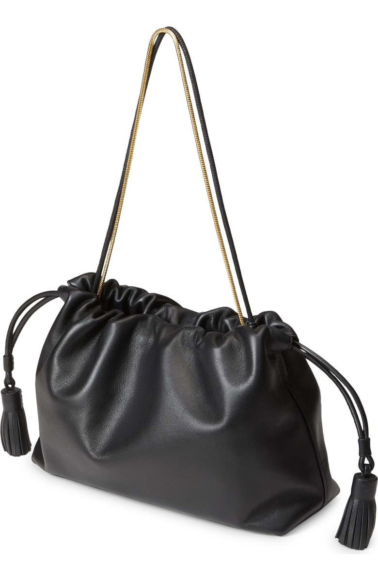Veronica Beard Stash Leather Drawstring Clutch, Alternate, color,